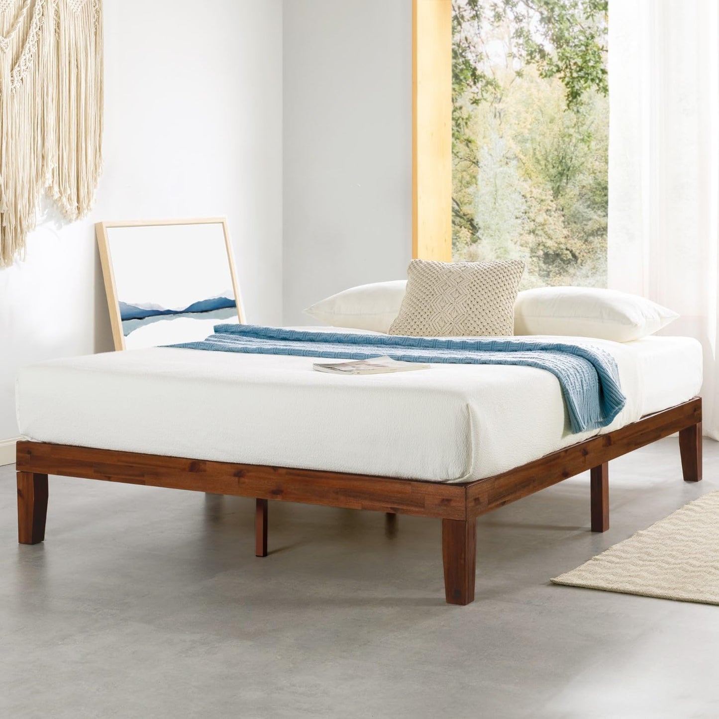 Mellow Naturalista Classic - 12 Inch Solid Wood Platform Bed with Wooden Slats, No Box Spring Needed, Easy Assembly, Full, Natural Pine