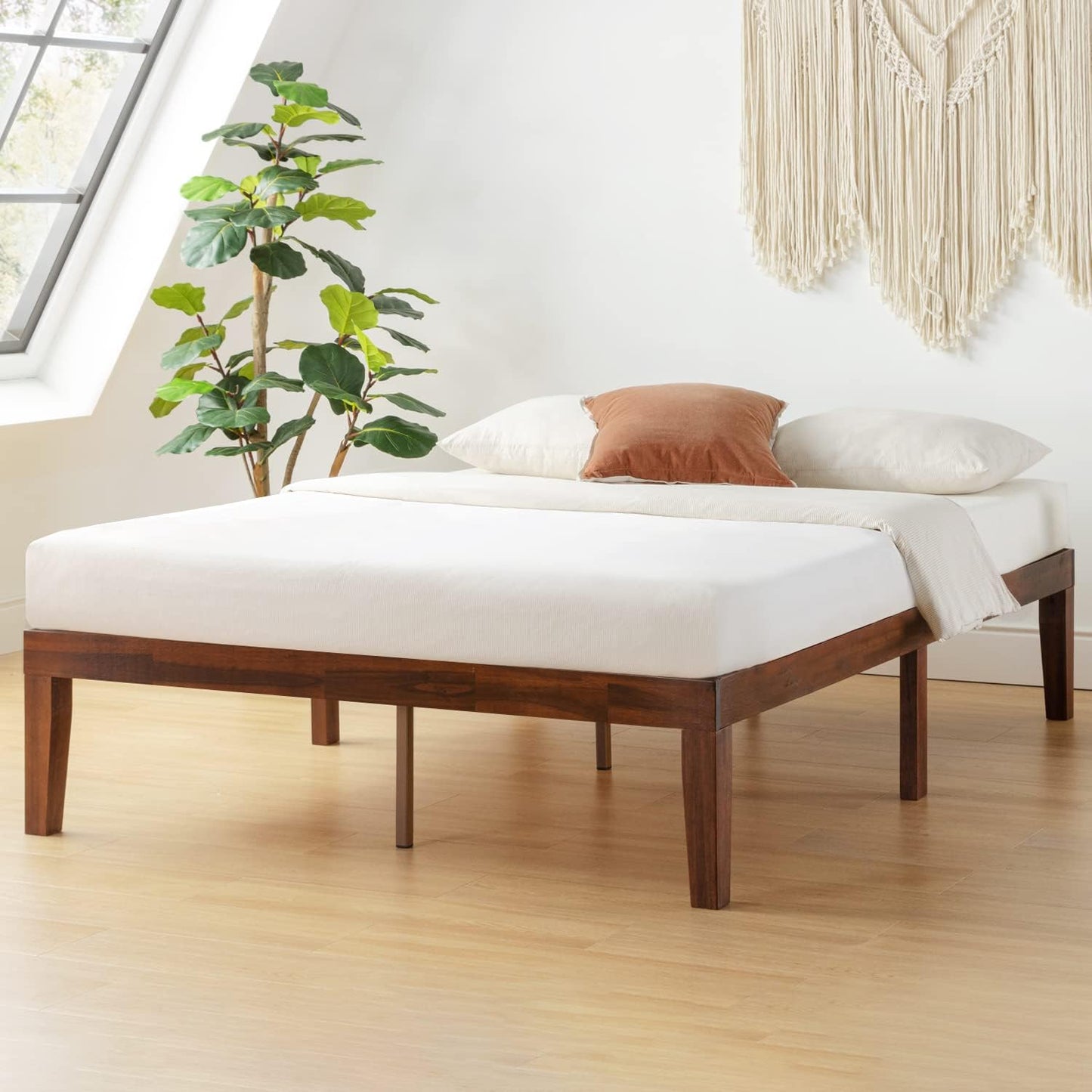 Mellow Naturalista Classic - 12 Inch Solid Wood Platform Bed with Wooden Slats, No Box Spring Needed, Easy Assembly, Full, Natural Pine