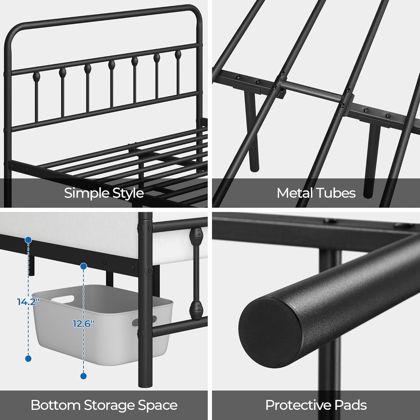 Yaheetech Classic Metal Platform Bed Frame Mattress Foundation with Victorian Style Iron-Art Headboard/Footboard/Under Bed Storage/No Box Spring Needed/Full Size Black