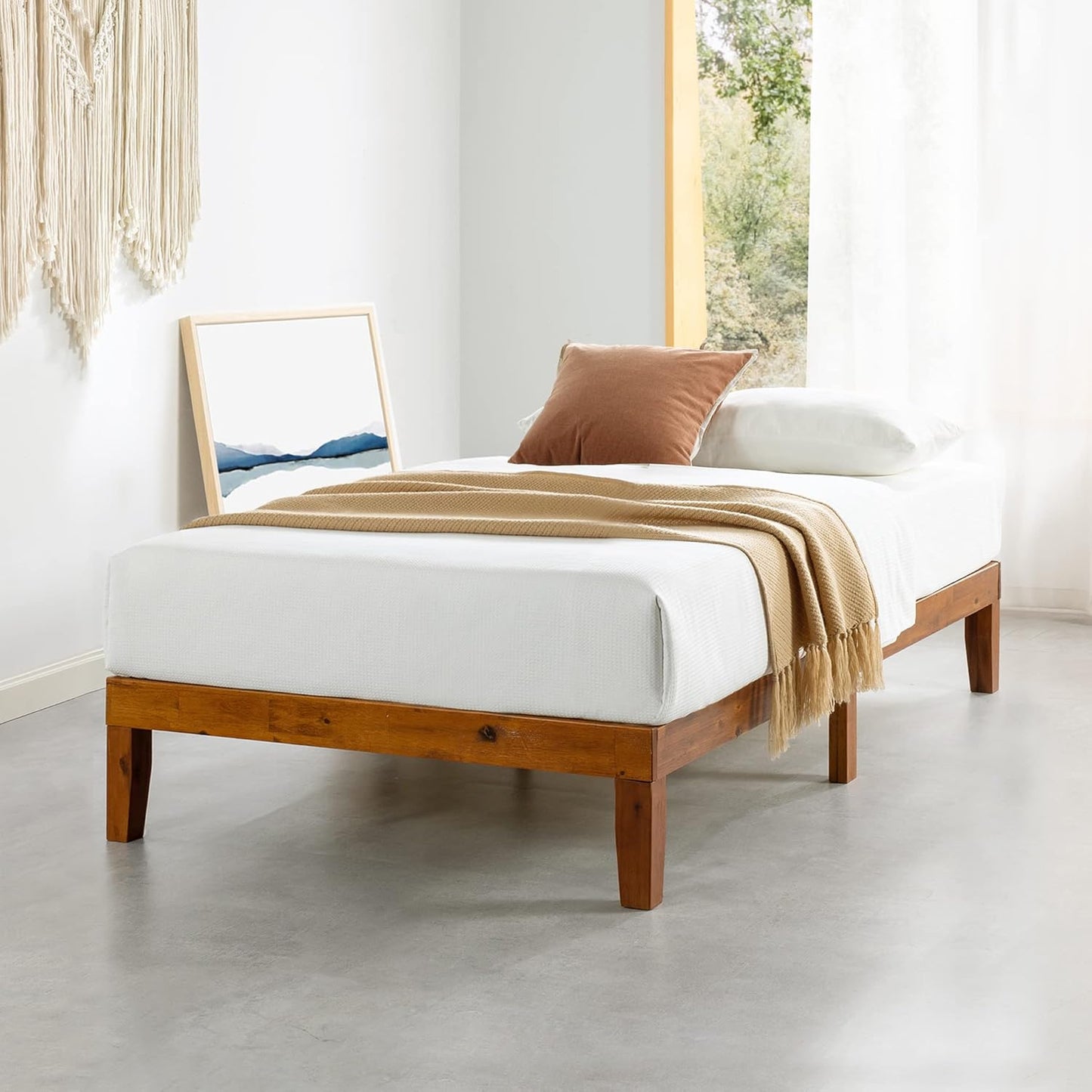 Mellow Naturalista Classic - 12 Inch Solid Wood Platform Bed with Wooden Slats, No Box Spring Needed, Easy Assembly, Full, Natural Pine