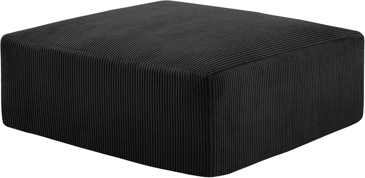Sectional Cloud Boneless Sofa Bed Couches for Living Room-113'' Beige 3 Seater Modern Lounge Sleeper Couch-No Assembly-Modular Corduroy Convertible Sponge Compression Sofas with Chaise for Home House
