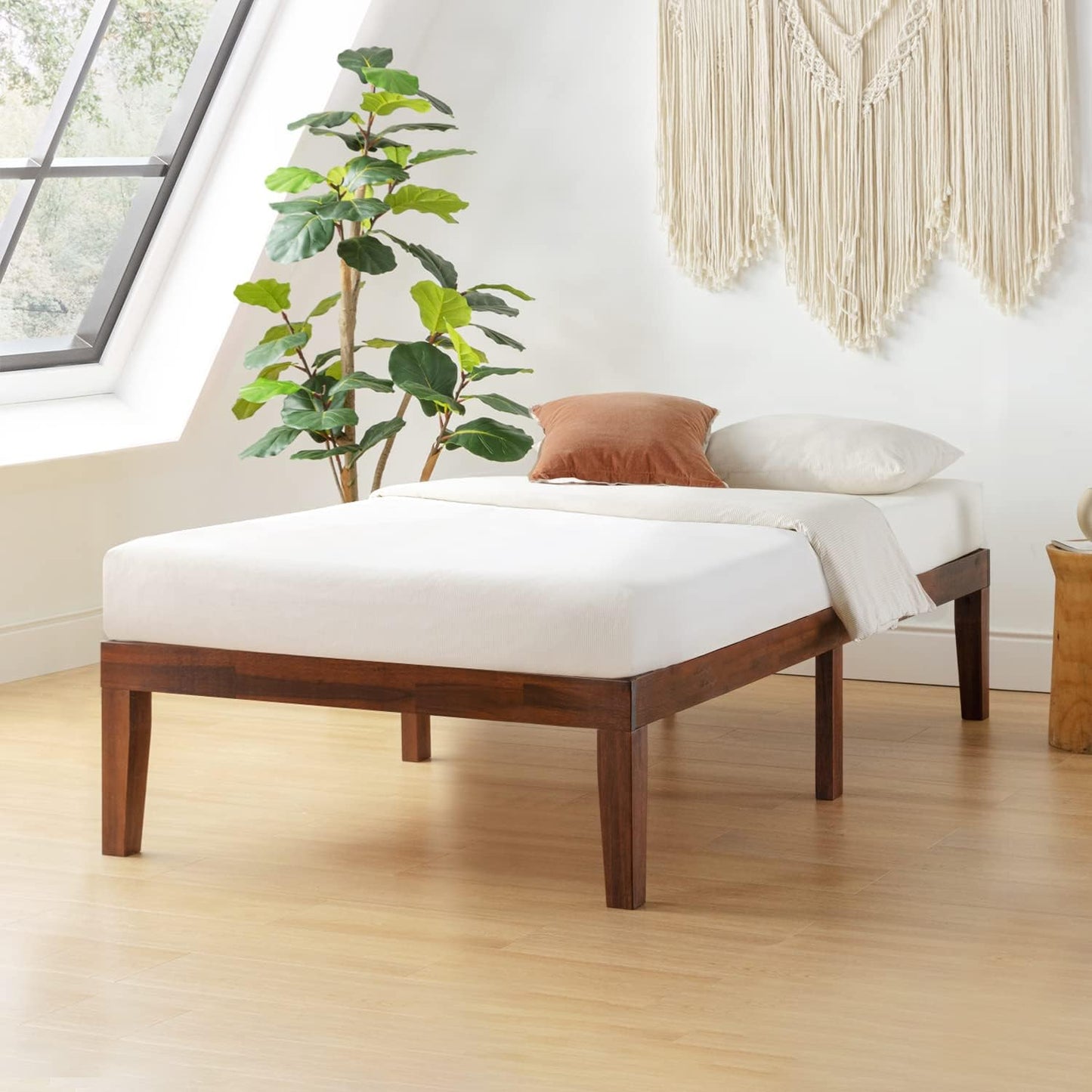 Mellow Naturalista Classic - 12 Inch Solid Wood Platform Bed with Wooden Slats, No Box Spring Needed, Easy Assembly, Full, Natural Pine