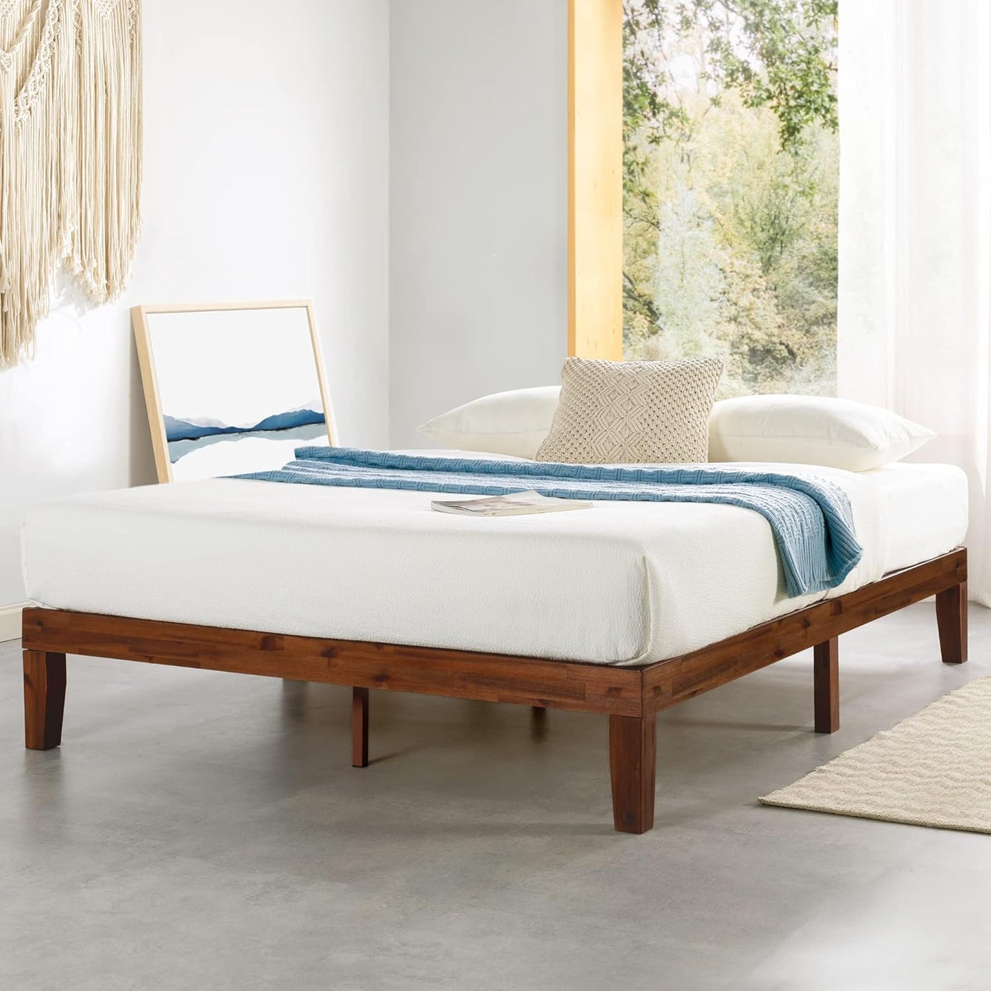 Mellow Naturalista Classic - 12 Inch Solid Wood Platform Bed with Wooden Slats, No Box Spring Needed, Easy Assembly, Full, Natural Pine