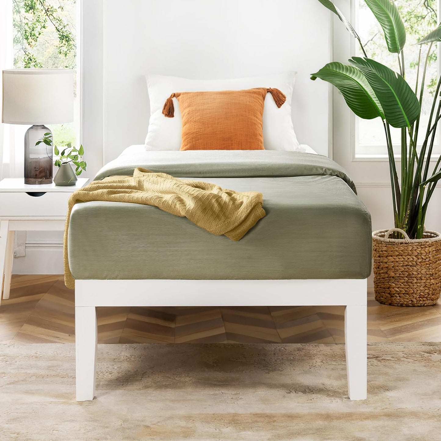 Mellow Naturalista Classic - 12 Inch Solid Wood Platform Bed with Wooden Slats, No Box Spring Needed, Easy Assembly, Full, Natural Pine