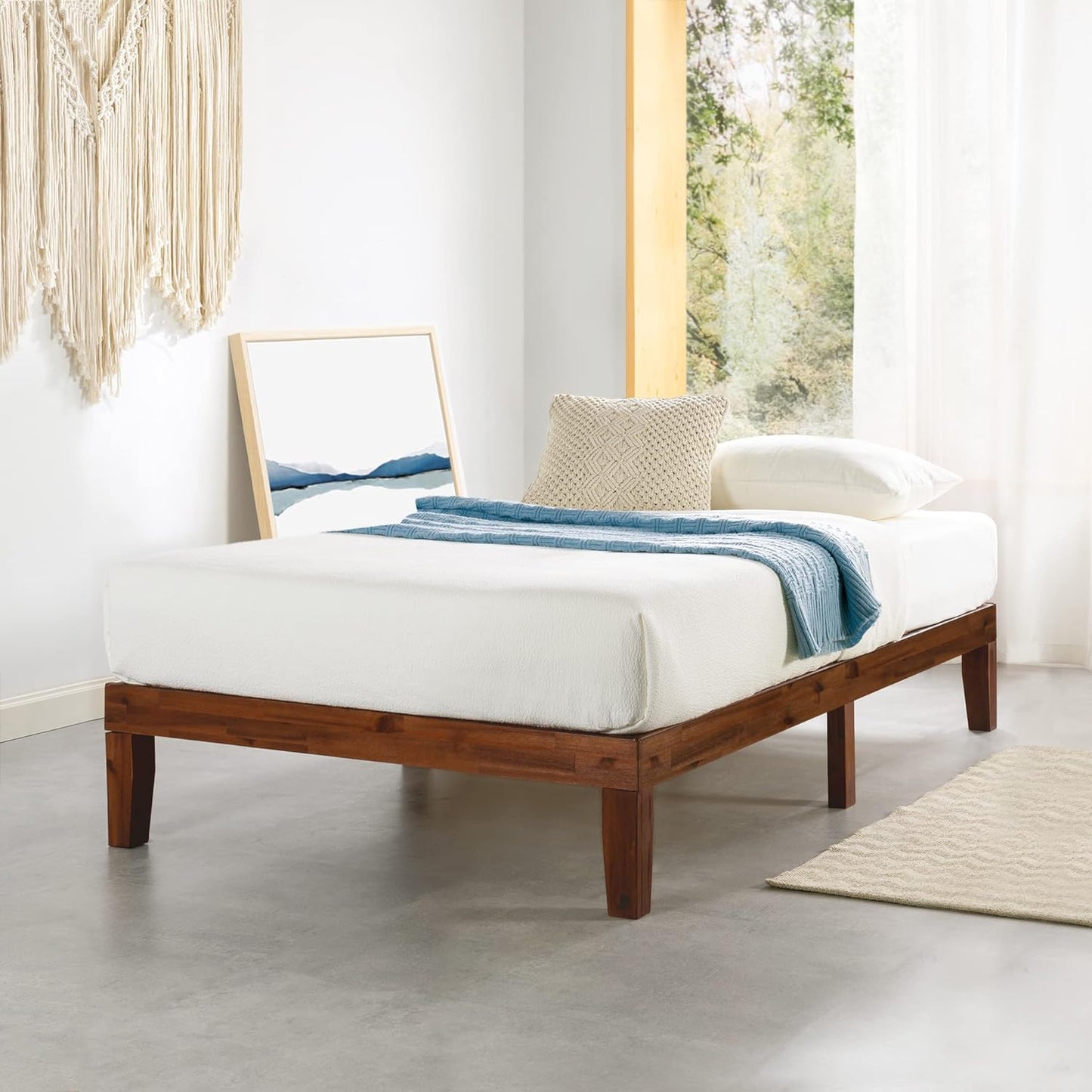 Mellow Naturalista Classic - 12 Inch Solid Wood Platform Bed with Wooden Slats, No Box Spring Needed, Easy Assembly, Full, Natural Pine