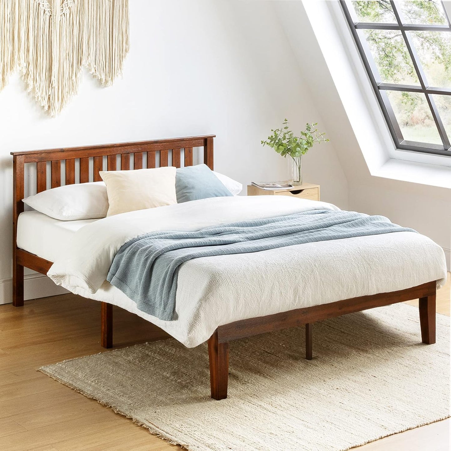 Mellow Naturalista Classic - 12 Inch Solid Wood Platform Bed with Wooden Slats, No Box Spring Needed, Easy Assembly, Full, Natural Pine