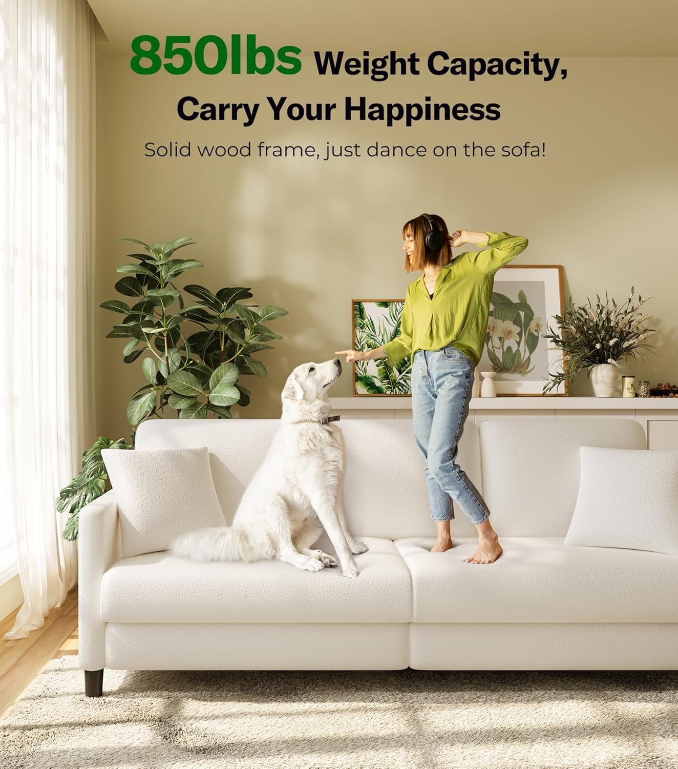 83" Sofas for Living Room, Comfy Love Seat Couches, Teddy Fleece Loveseat Sofa, Tool-Free Setup Couches for Living Room, All-Wood Sofa Couch, Small Couch 2 Pillow Included, Beige