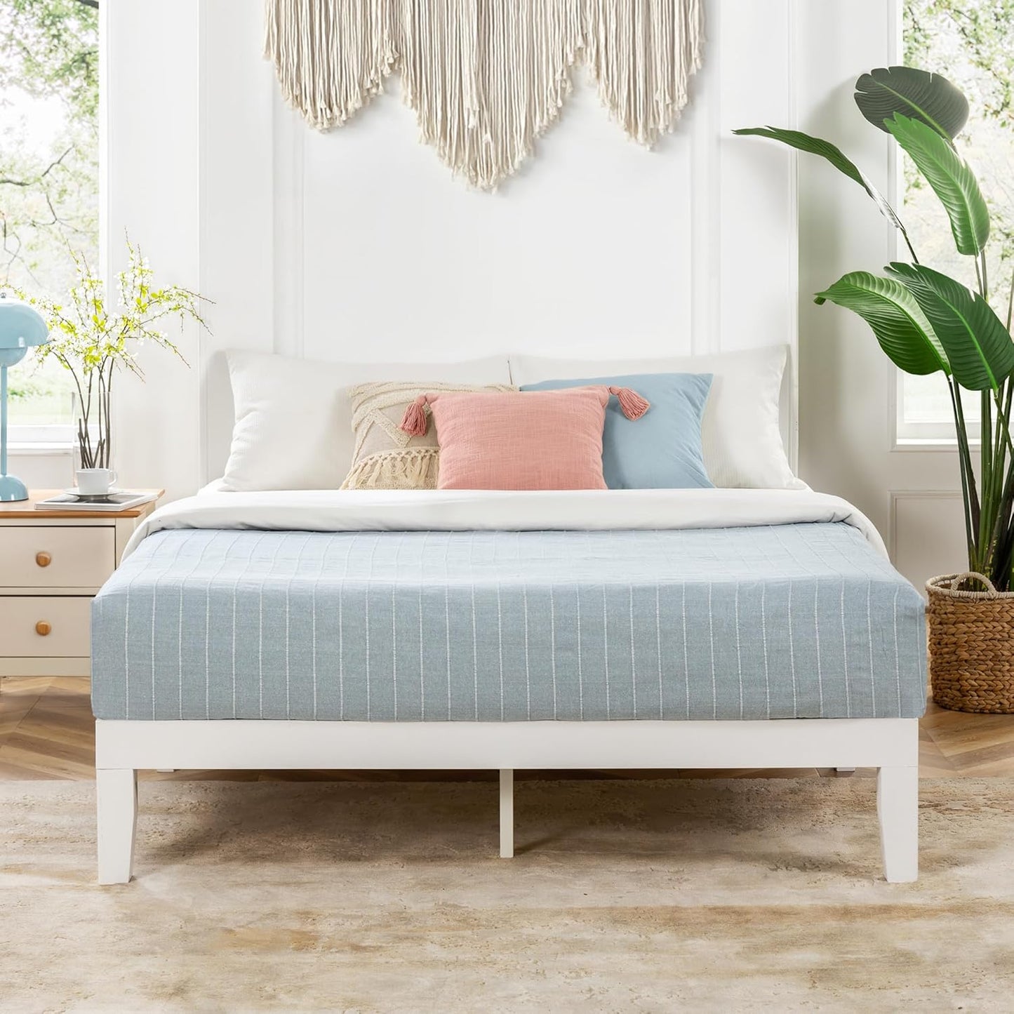 Mellow Naturalista Classic - 12 Inch Solid Wood Platform Bed with Wooden Slats, No Box Spring Needed, Easy Assembly, Full, Natural Pine