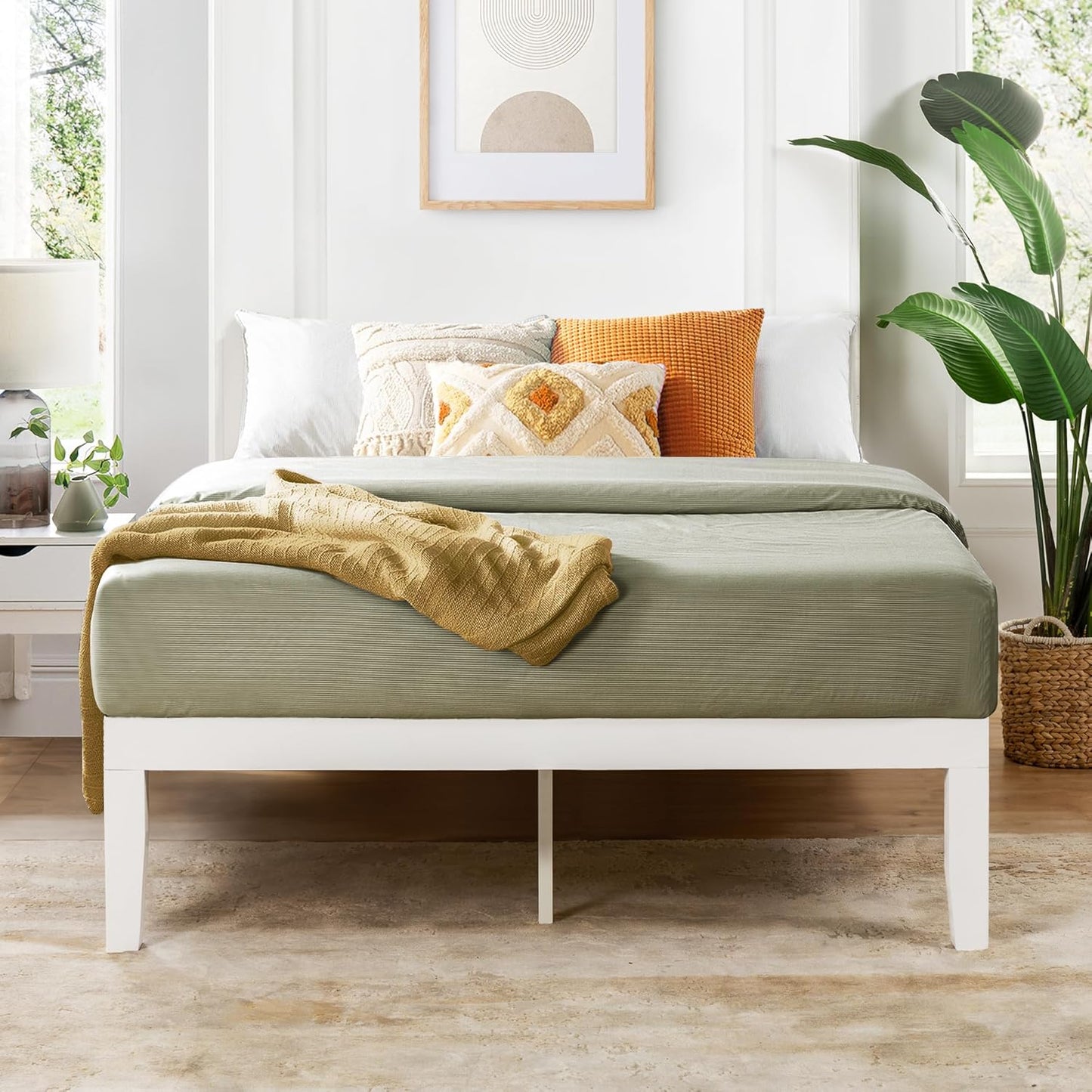 Mellow Naturalista Classic - 12 Inch Solid Wood Platform Bed with Wooden Slats, No Box Spring Needed, Easy Assembly, Full, Natural Pine