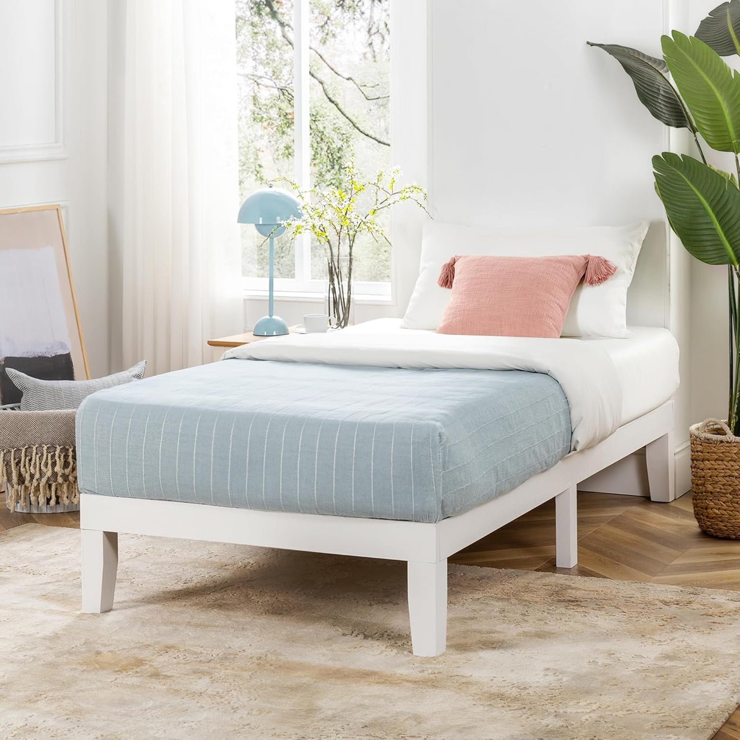 Mellow Naturalista Classic - 12 Inch Solid Wood Platform Bed with Wooden Slats, No Box Spring Needed, Easy Assembly, Full, Natural Pine