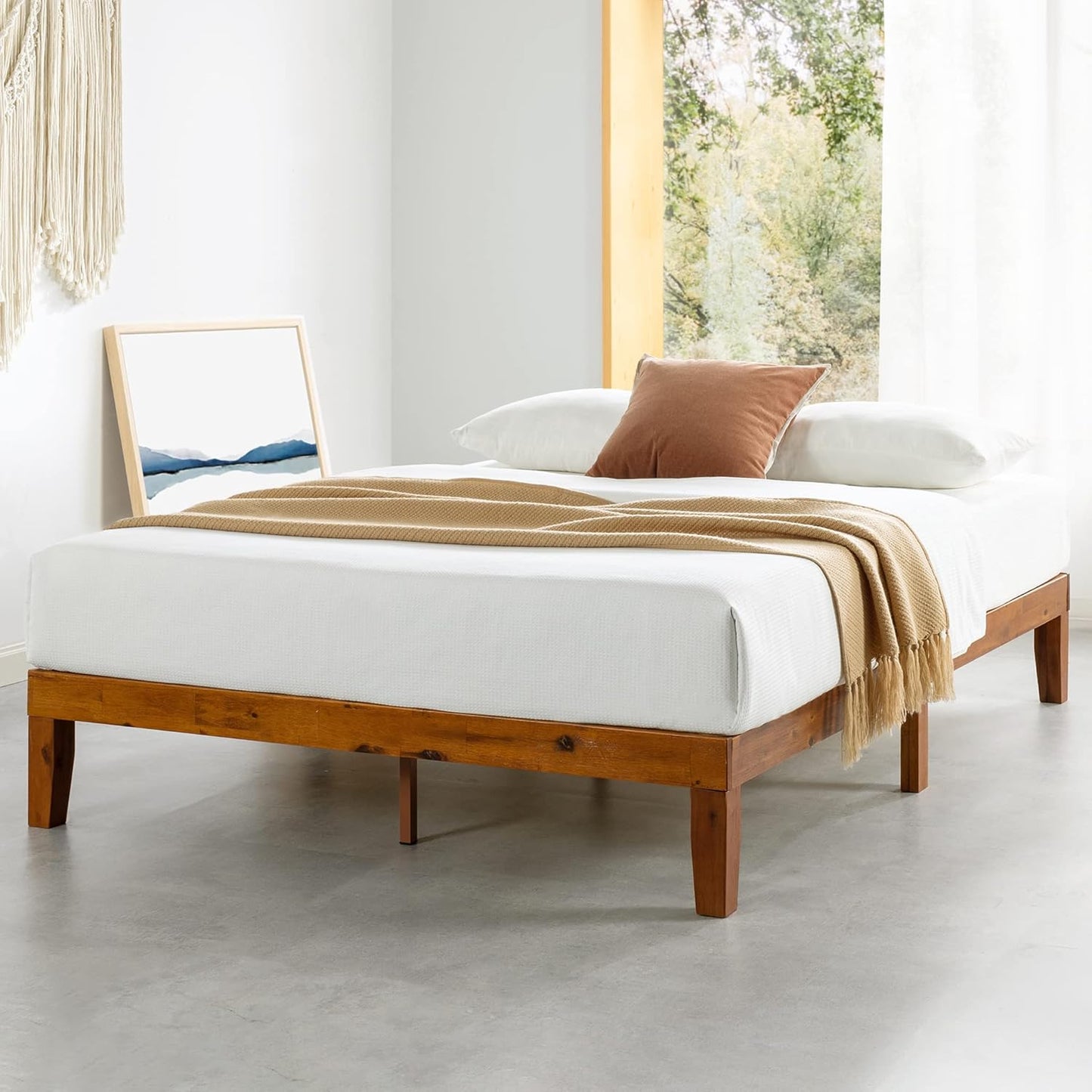 Mellow Naturalista Classic - 12 Inch Solid Wood Platform Bed with Wooden Slats, No Box Spring Needed, Easy Assembly, Full, Natural Pine