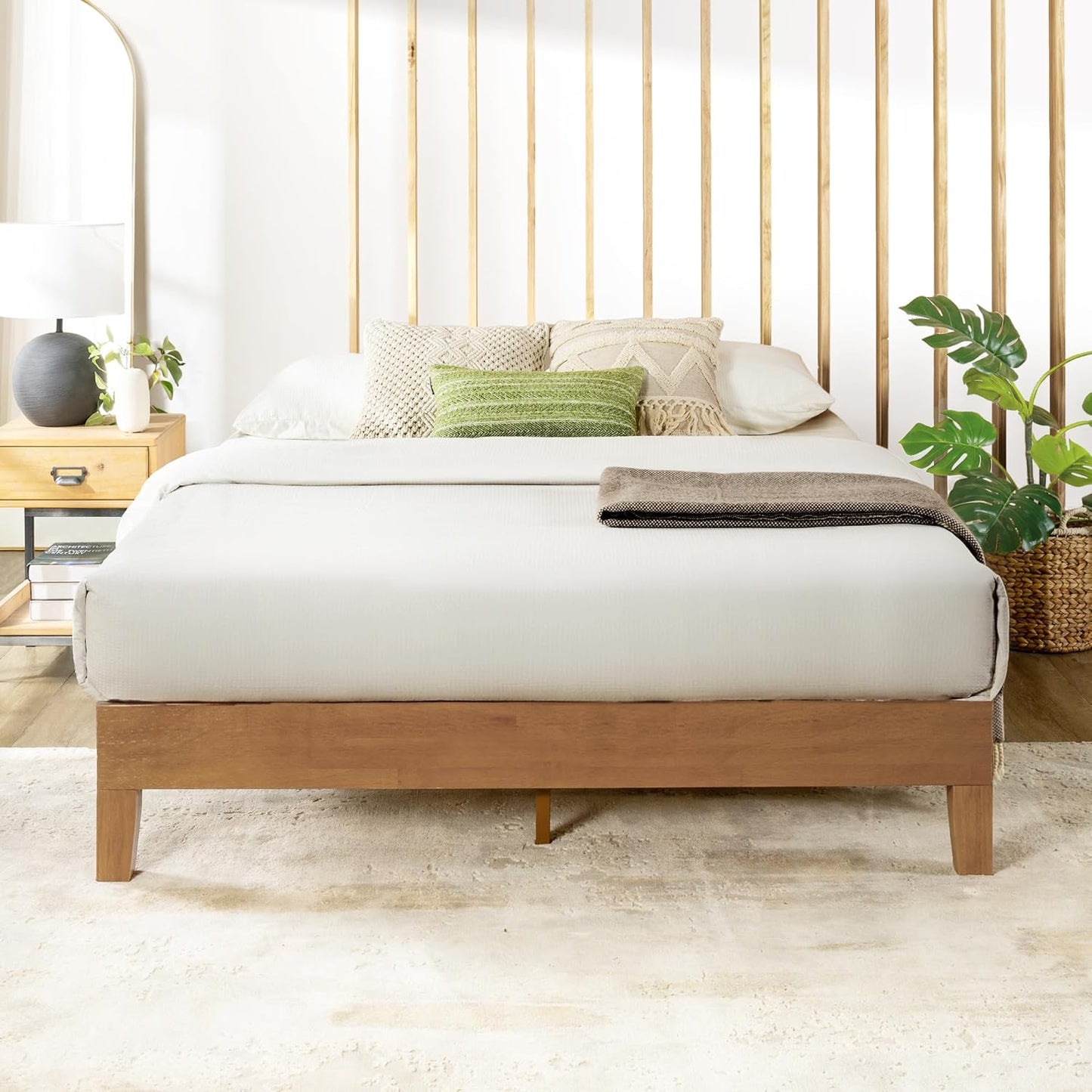 Mellow Naturalista Classic - 12 Inch Solid Wood Platform Bed with Wooden Slats, No Box Spring Needed, Easy Assembly, Full, Natural Pine