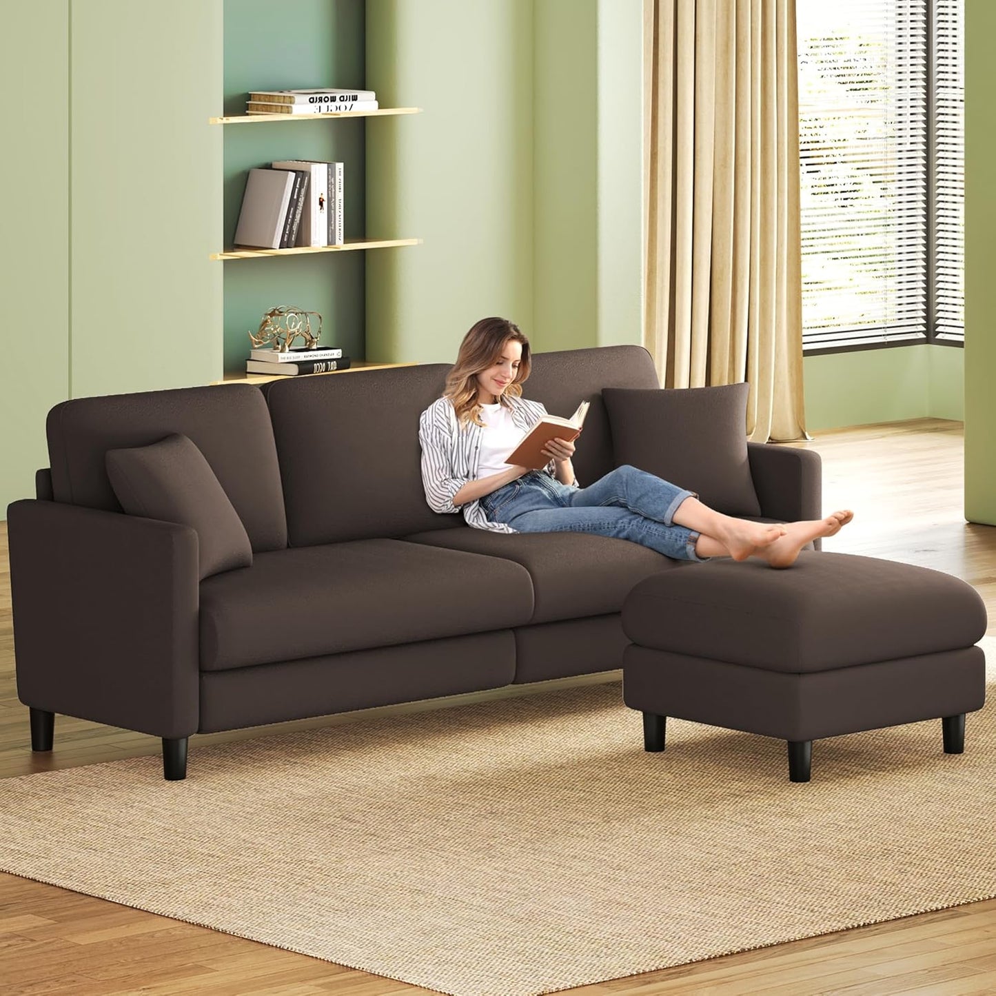 83" Sofas for Living Room, Comfy Love Seat Couches, Teddy Fleece Loveseat Sofa, Tool-Free Setup Couches for Living Room, All-Wood Sofa Couch, Small Couch 2 Pillow Included, Beige