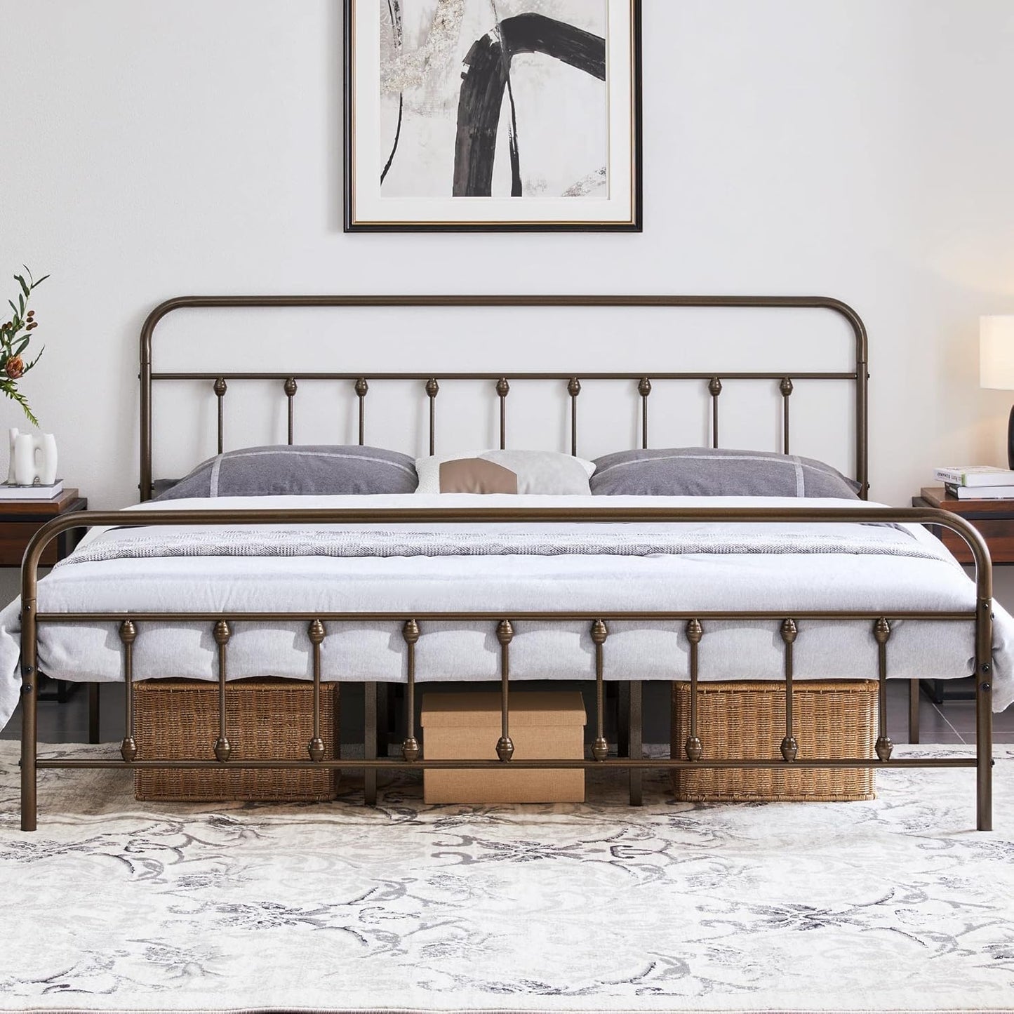 Yaheetech Classic Metal Platform Bed Frame Mattress Foundation with Victorian Style Iron-Art Headboard/Footboard/Under Bed Storage/No Box Spring Needed/Full Size Black