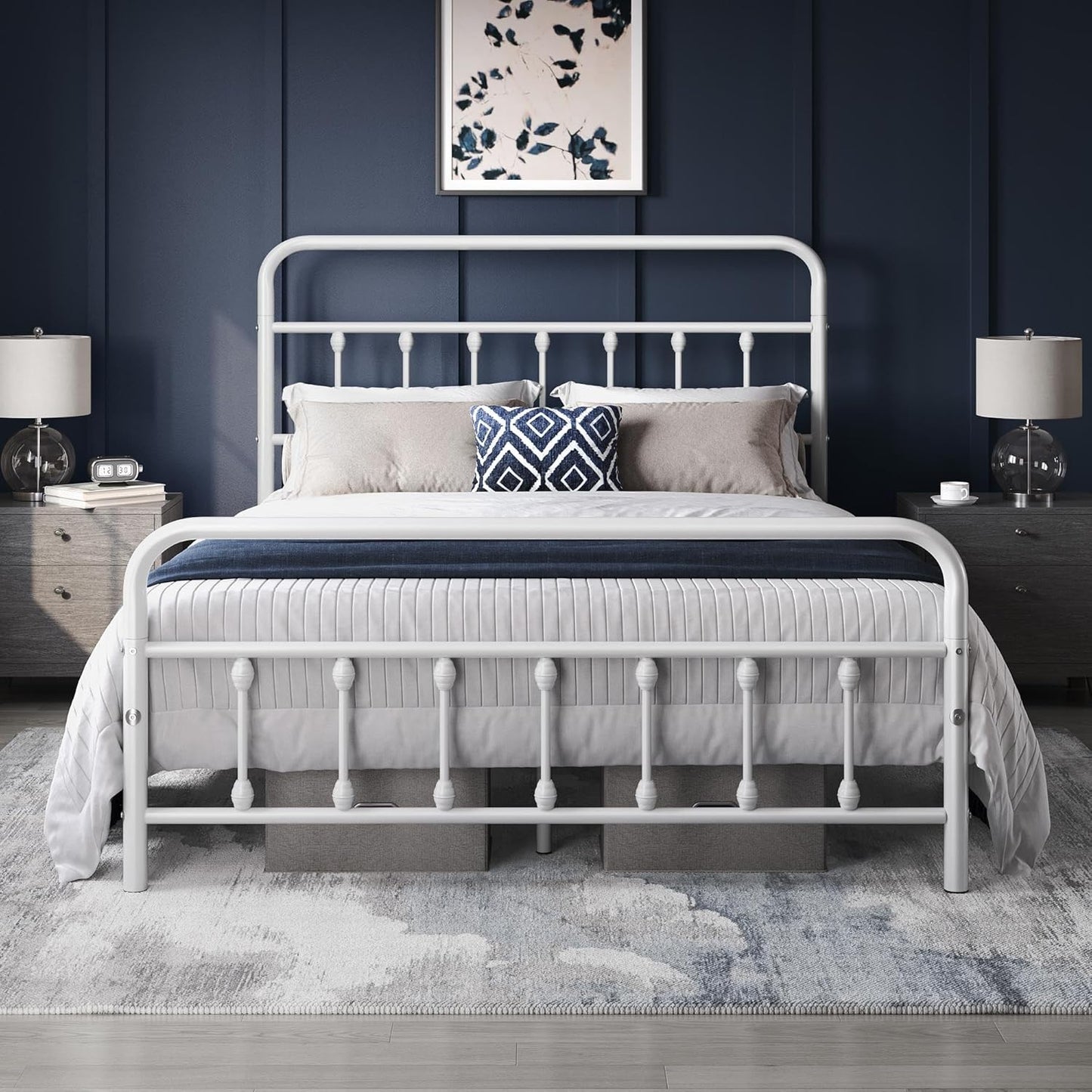 Yaheetech Classic Metal Platform Bed Frame Mattress Foundation with Victorian Style Iron-Art Headboard/Footboard/Under Bed Storage/No Box Spring Needed/Full Size Black