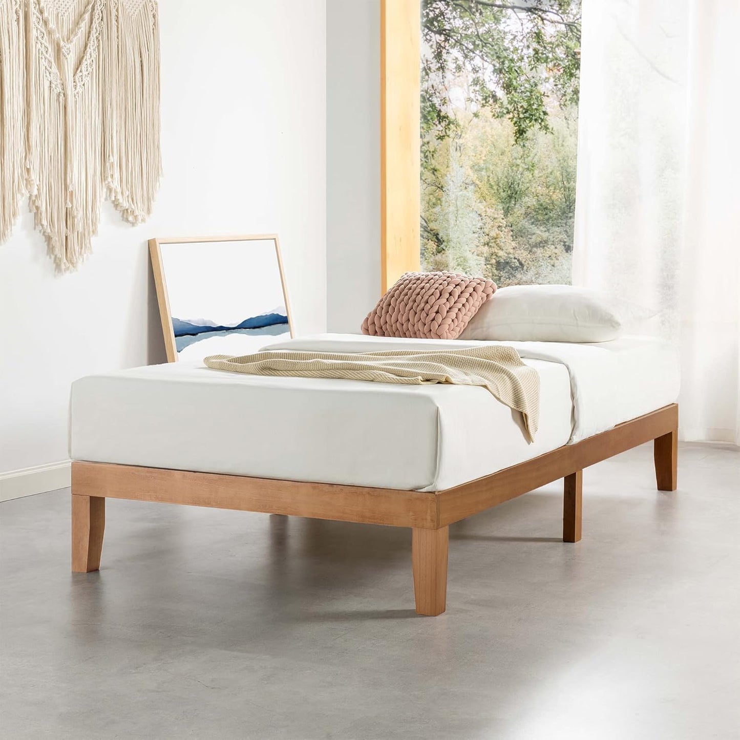 Mellow Naturalista Classic - 12 Inch Solid Wood Platform Bed with Wooden Slats, No Box Spring Needed, Easy Assembly, Full, Natural Pine