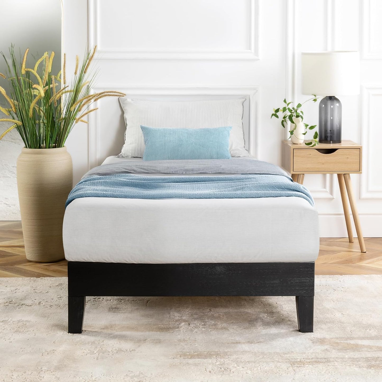 Mellow Naturalista Classic - 12 Inch Solid Wood Platform Bed with Wooden Slats, No Box Spring Needed, Easy Assembly, Full, Natural Pine