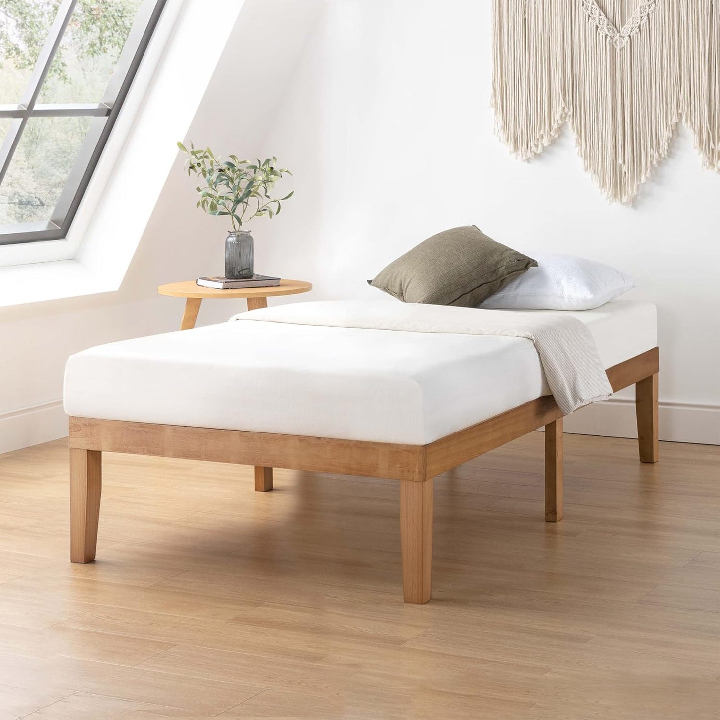Mellow Naturalista Classic - 12 Inch Solid Wood Platform Bed with Wooden Slats, No Box Spring Needed, Easy Assembly, Full, Natural Pine