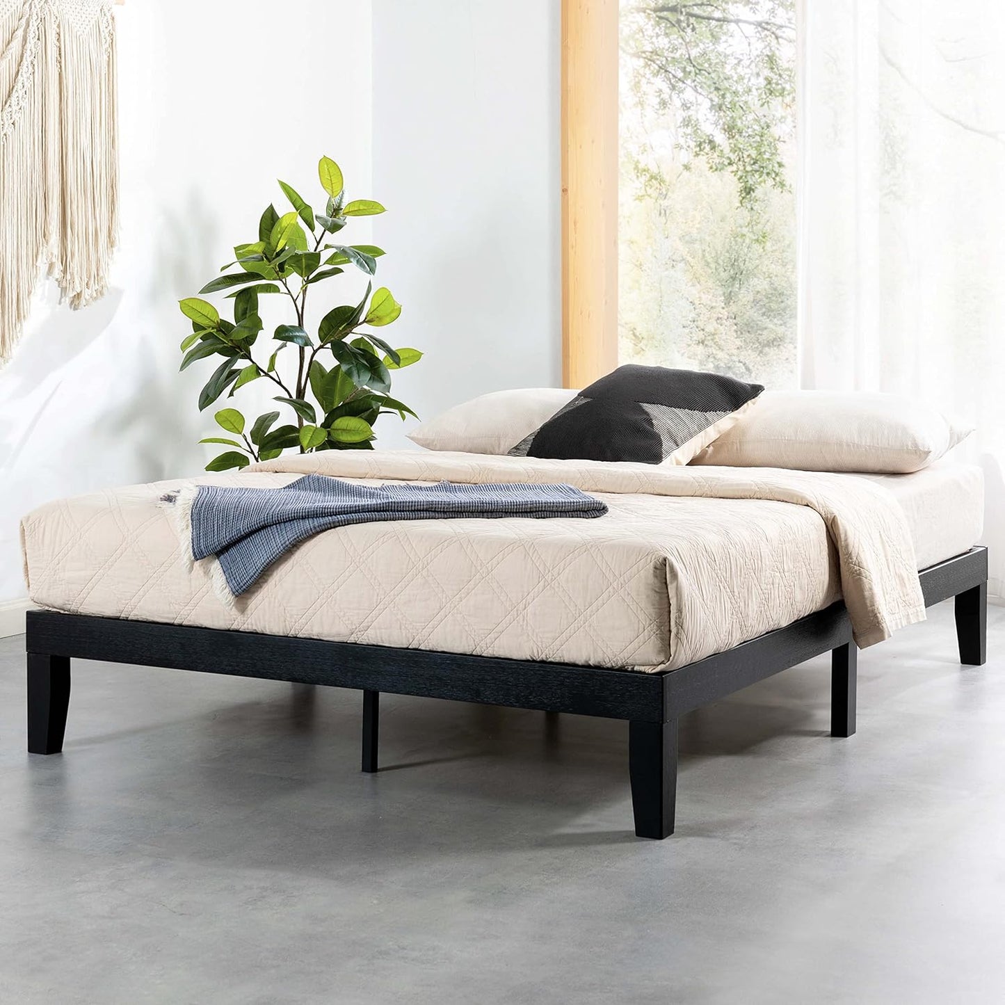 Mellow Naturalista Classic - 12 Inch Solid Wood Platform Bed with Wooden Slats, No Box Spring Needed, Easy Assembly, Full, Natural Pine