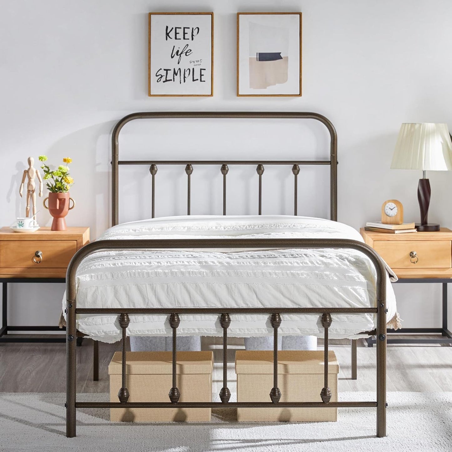 Yaheetech Classic Metal Platform Bed Frame Mattress Foundation with Victorian Style Iron-Art Headboard/Footboard/Under Bed Storage/No Box Spring Needed/Full Size Black