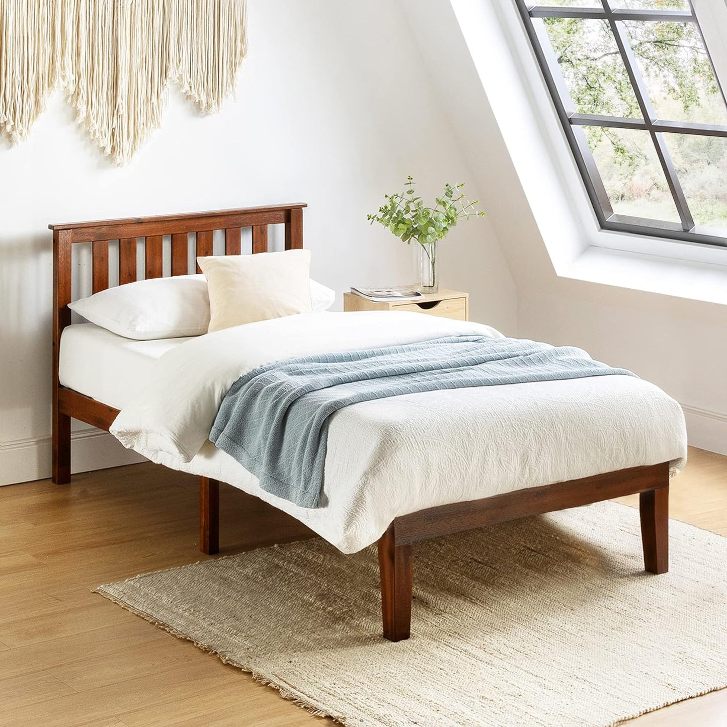 Mellow Naturalista Classic - 12 Inch Solid Wood Platform Bed with Wooden Slats, No Box Spring Needed, Easy Assembly, Full, Natural Pine