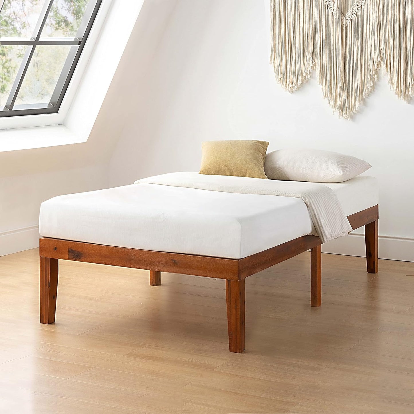 Mellow Naturalista Classic - 12 Inch Solid Wood Platform Bed with Wooden Slats, No Box Spring Needed, Easy Assembly, Full, Natural Pine