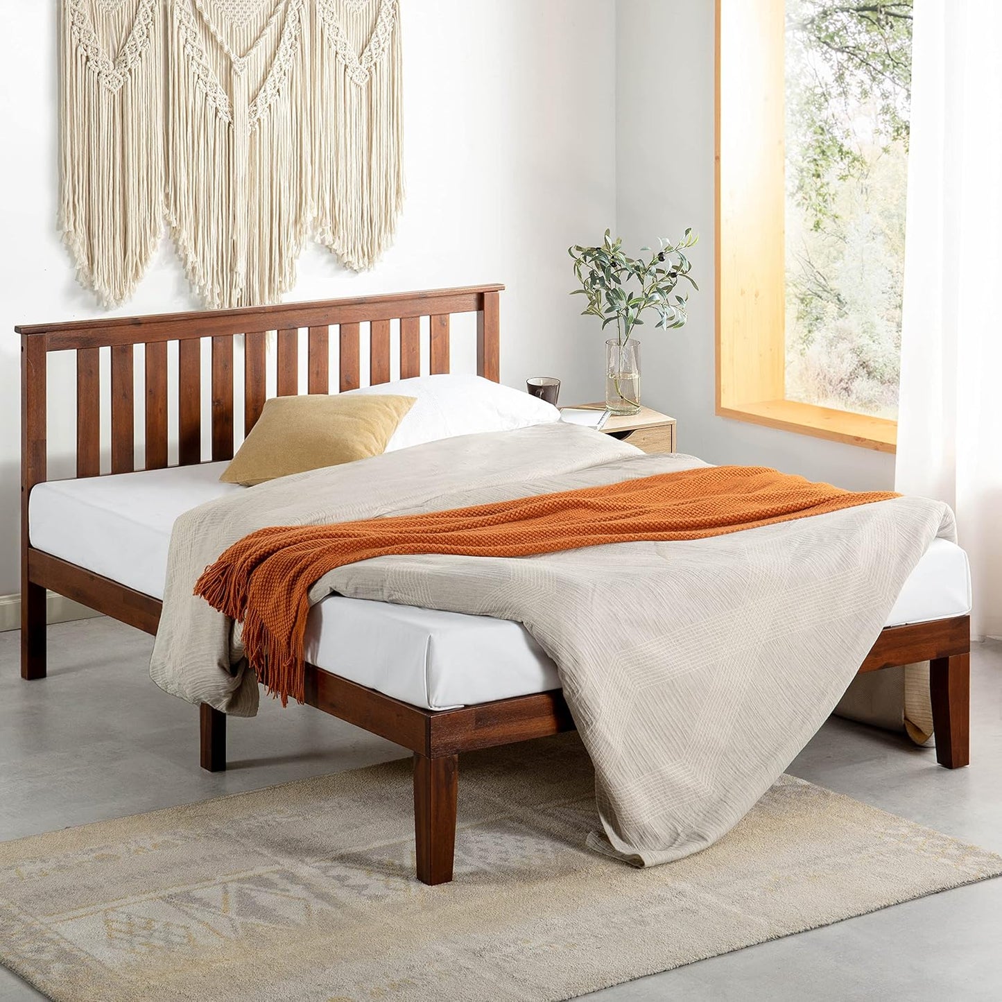 Mellow Naturalista Classic - 12 Inch Solid Wood Platform Bed with Wooden Slats, No Box Spring Needed, Easy Assembly, Full, Natural Pine
