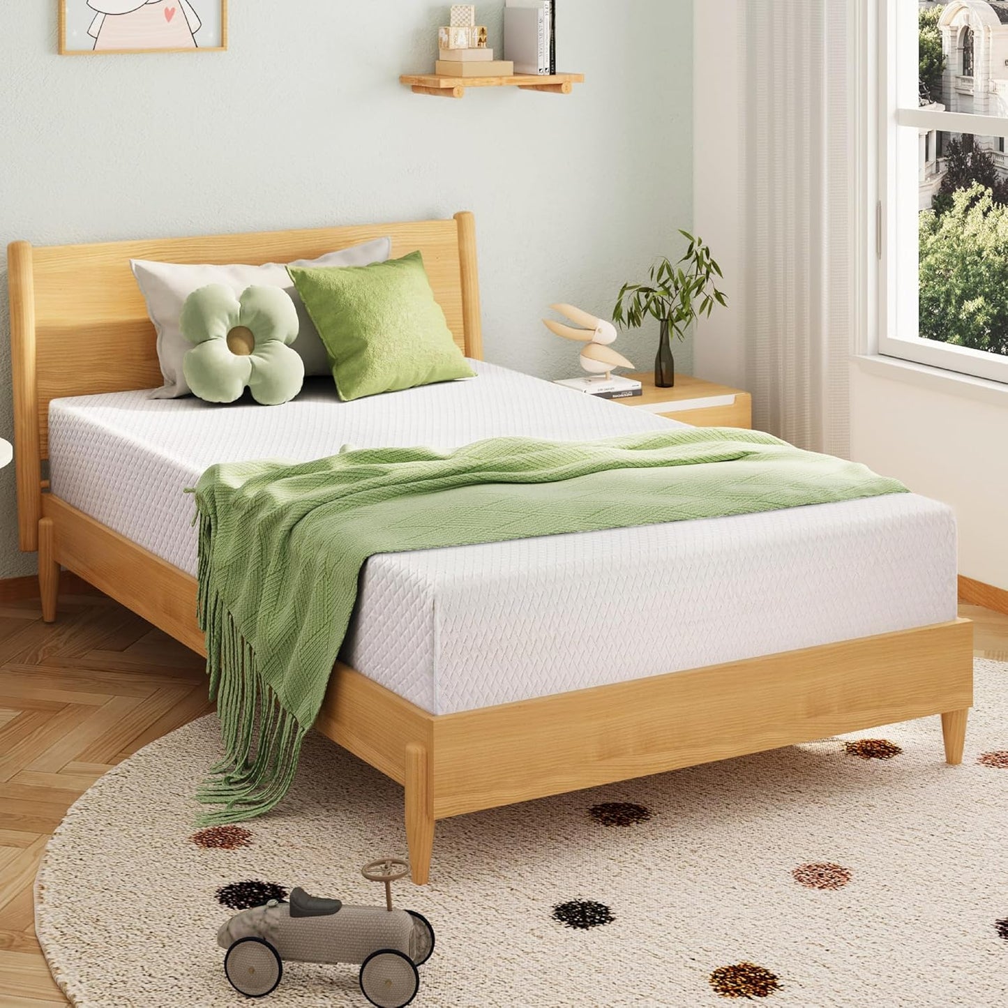 Full Size Memory Foam Mattress, 8 Inch Bed Mattress in A Box with Cooling Green Tea Gel, Pressure Relief with Medium Firm Support, CertiPUR-US Certified, 75''L x 54''W, 37.3 pounds White