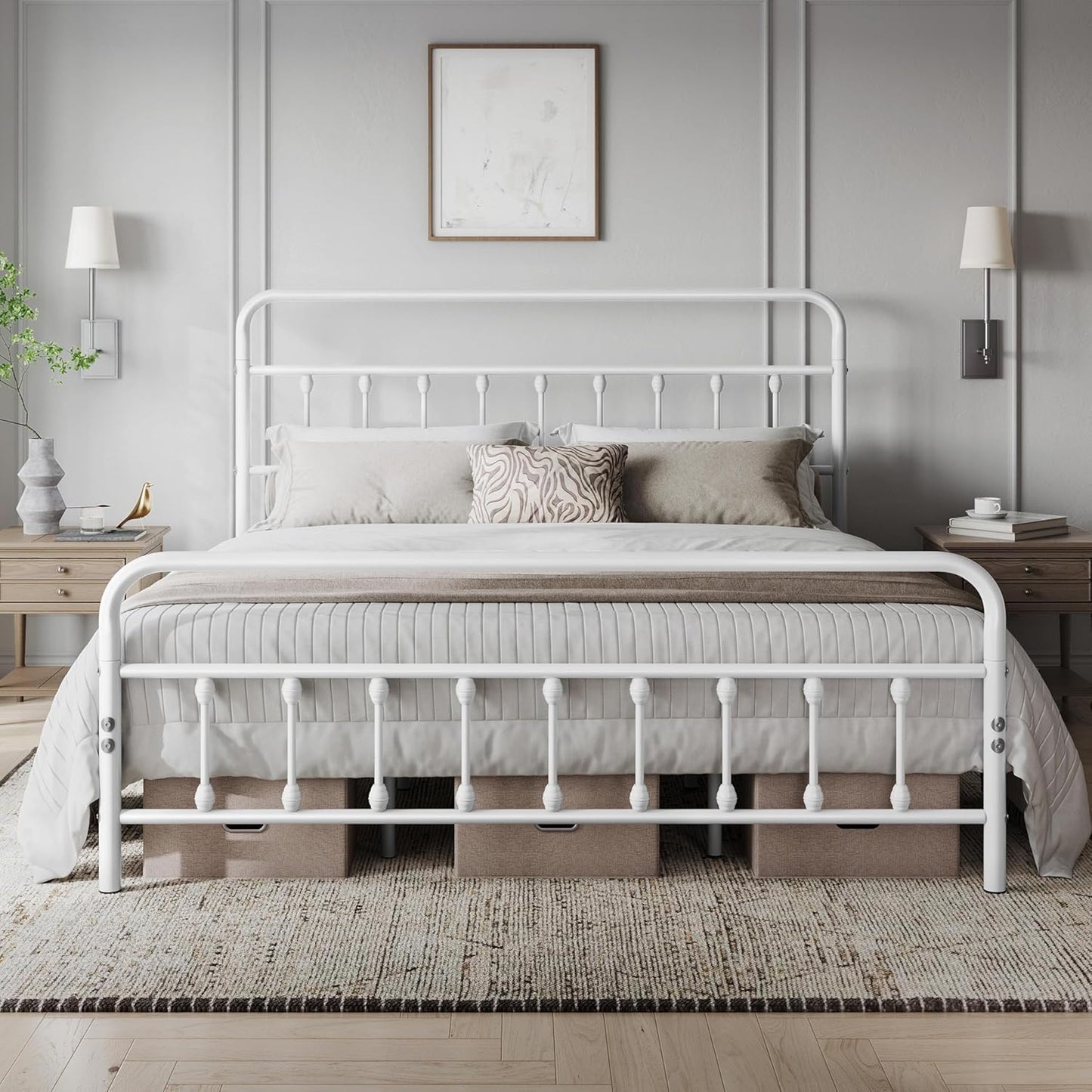 Yaheetech Classic Metal Platform Bed Frame Mattress Foundation with Victorian Style Iron-Art Headboard/Footboard/Under Bed Storage/No Box Spring Needed/Full Size Black
