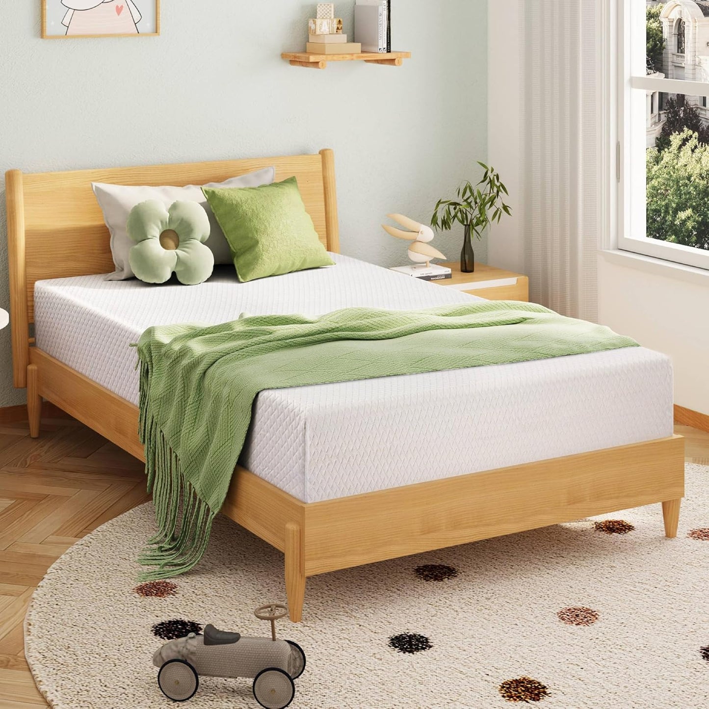 Full Size Memory Foam Mattress, 8 Inch Bed Mattress in A Box with Cooling Green Tea Gel, Pressure Relief with Medium Firm Support, CertiPUR-US Certified, 75''L x 54''W, 37.3 pounds White