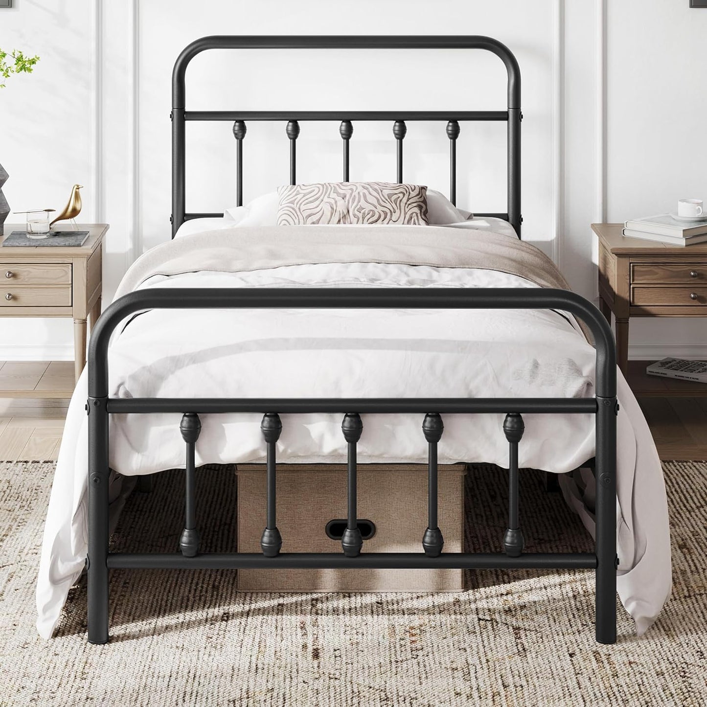 Yaheetech Classic Metal Platform Bed Frame Mattress Foundation with Victorian Style Iron-Art Headboard/Footboard/Under Bed Storage/No Box Spring Needed/Full Size Black