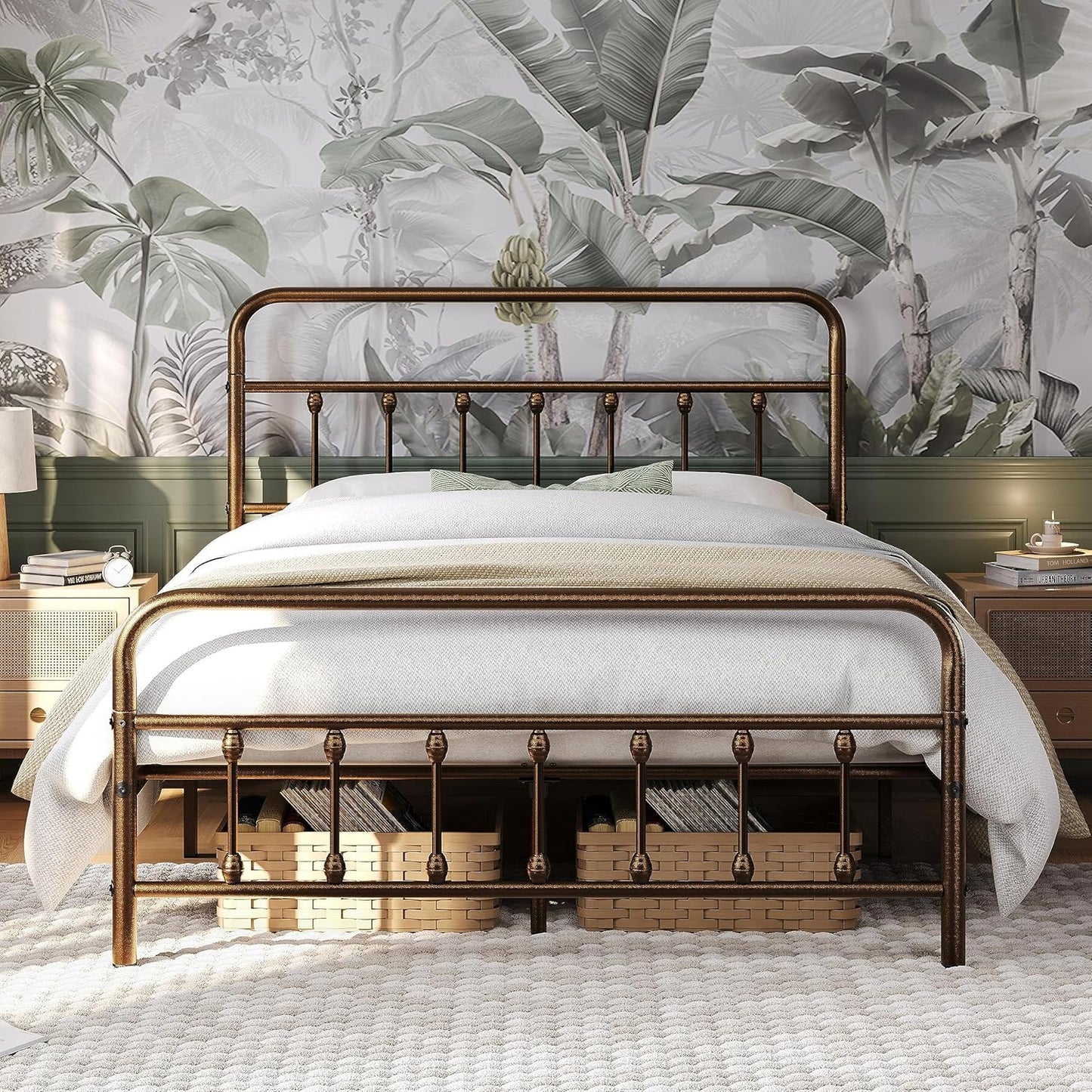Yaheetech Classic Metal Platform Bed Frame Mattress Foundation with Victorian Style Iron-Art Headboard/Footboard/Under Bed Storage/No Box Spring Needed/Full Size Black