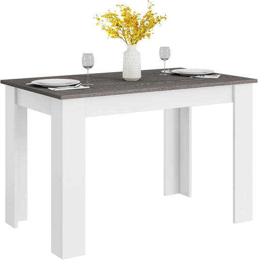 Giantex Wooden Dining Table, Modern Kitchen Table for 4, Rectangular Dinner Table for Kitchen, Dining Room, Living Room, Home Dinette Furniture, 47" L x 28" W x 30" H, (White & Dark Gray)