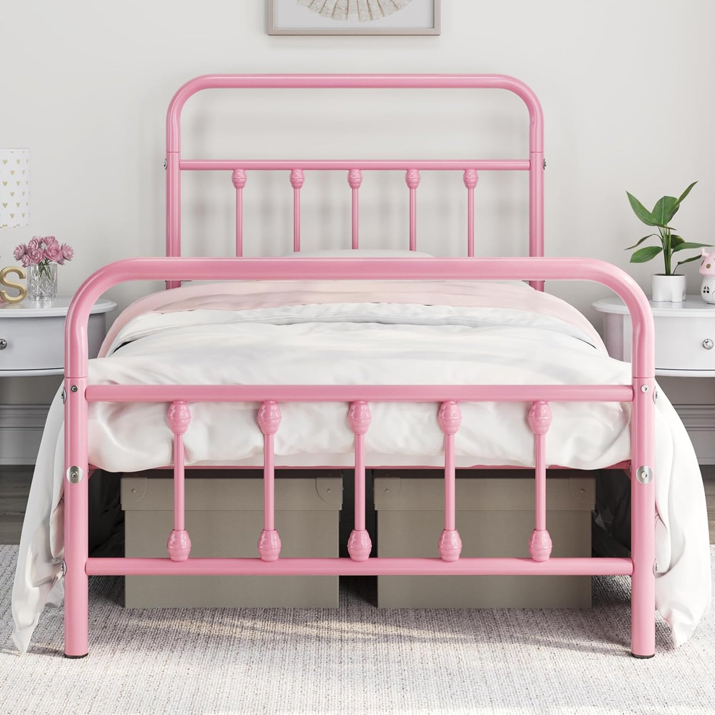 Yaheetech Classic Metal Platform Bed Frame Mattress Foundation with Victorian Style Iron-Art Headboard/Footboard/Under Bed Storage/No Box Spring Needed/Full Size Black