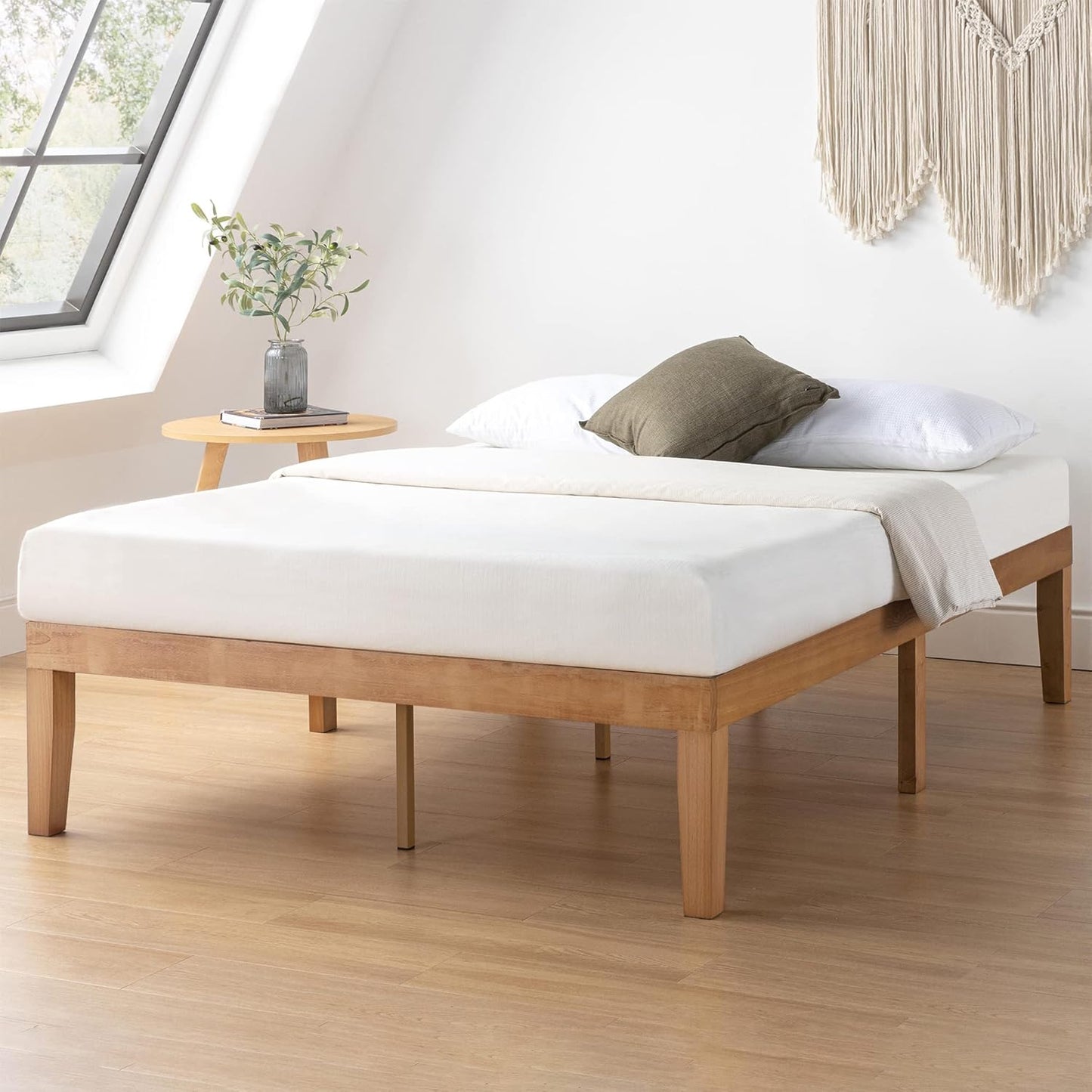 Mellow Naturalista Classic - 12 Inch Solid Wood Platform Bed with Wooden Slats, No Box Spring Needed, Easy Assembly, Full, Natural Pine